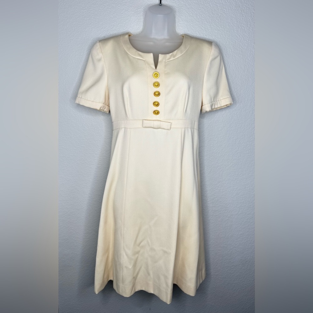 Vintage Escada by Margaretha Ley Wool Dress Size 4 Gold Button A-line‎ Dress